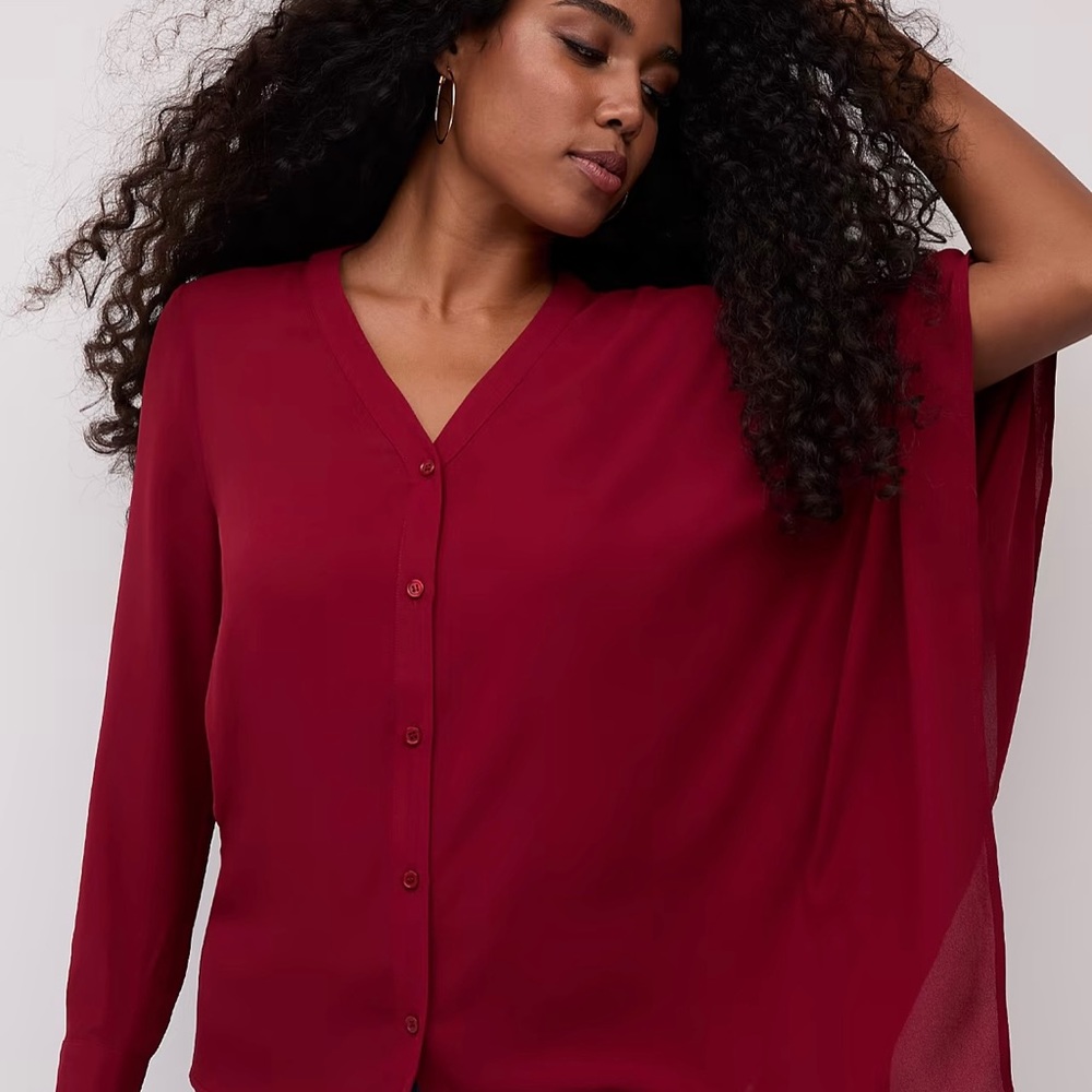 Asymmetric Button-Front Tunic Shirt